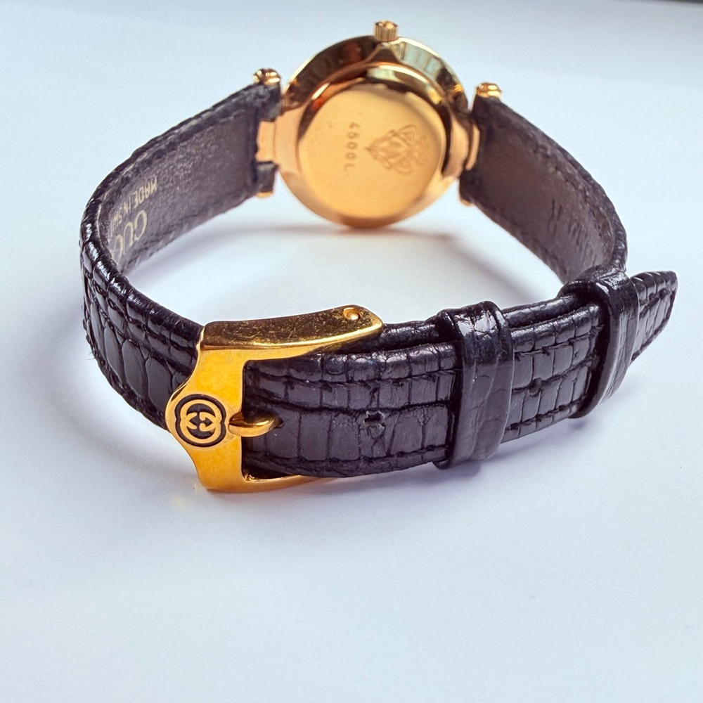 GUCCI Ladies 18K Gold Plated 4500L Swiss Watch VTG Box Papers Receipt BNIB 90's - Picture 10 of 13